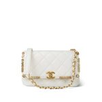 23C White Lambskin Quilted Paris Monaco Single Flap Bag Aged Gold Hardware - Image 13
