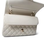 Ivory Caviar Quilted Classic Flap Medium Light Gold Hardware - Image 11