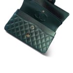 22P Iridescent Green Caviar Quilted Classic Flap Medium Light Gold Hardware - Image 15