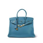 Birkin 35 Bleu Jean Togo Gold Plated N Square Stamp - Image 4