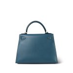 Kelly Sellier 28 Blue Jean Veau Epsom Palladium Plated E Square Stamp - Image 13