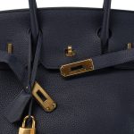 Birkin 30 Bleu Nuit Togo Gold Plated D Stamp - Image 3