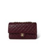 Burgundy / Wine Lambskin Quilted Classic Flap Medium GHW