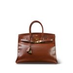 Birkin 35 Noisette Box Calfskin Gold Plated E Square Stamp - Image 4