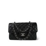 Black Caviar Quilted Small Classic Flap Silver Hardware - Image 8
