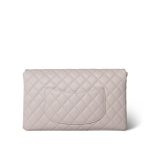 Ivory/Light Beige Caviar Quilted Classic Clutch Silver Hardware - Image 3