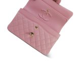 22C Sakura Pink Caviar Quilted Small Classic Flap Light Gold Hardware - Image 9