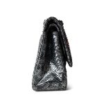 Black Silver Metallic Python Jumbo Double Flap - Image 2