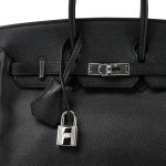 Birkin 25 Black Epsom Palladium Plated M Square Stamp - Image 3