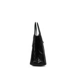 23K Black Shiny Aged Calfskin Quilted Nano Kelly Shopper Aged Gold Hardware - Image 5