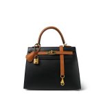 Kelly 25 Bi-Color Horseshoe (HSS) Black/Gold Epsom Gold Plated D Stamp