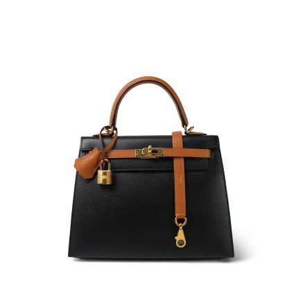 Kelly 25 Bi-Color Horseshoe (HSS) Black/Gold Epsom Gold Plated D Stamp