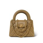 25A Beige Lambskin Quilted Nano Kelly Shopper Aged Gold Hardware - Image 3