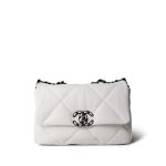 21K White Lambskin Quilted 19 Flap Small Black Hardware - Image 3