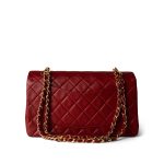 Vintage Red Lambskin Quilted Medium Classic Flap Gold Hardware - Image 6