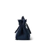 Navy Fringe Canvas Shopping Tote Silver Hardware - Image 2