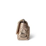 21S Gold Metallic Lambskin Quilted 19 Flap Small MHW - Image 3