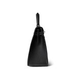 Kelly 25 Sellier Black Chèvre Palladium Plated B Stamp (HSS) - Image 3