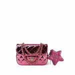 24C Shiny Pink Calfskin Quilted Flap Bag & Coin Purse
