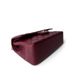 Wine/Burgundy Caviar Quilted Small Classic Double Flap LGHW - Image 4