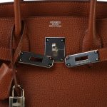 Birkin 30 Noisette Vache Liegee Palladium Plated J Square Stamp - Image 7