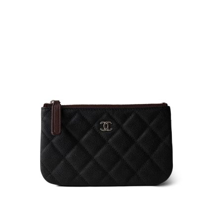 Black Burgundy Caviar Quilted Small O Case SHW
