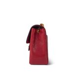Red Lambskin Quilted Black Trim Mini Square Flap Gold Hardware - Image 2