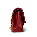 Vintage Red Lambskin Quilted Medium Classic Flap Gold Hardware - Image 2