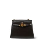 Mini Kelly 20 Dark Brown Box Calfskin Gold Plated O Circle Stamp - Image 12