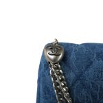 23P Blue Denim Quilted Camellia Mini Sweetheart Single Flap Bag Aged Silver Hardware - Image 11