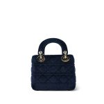Mini Lady Dior Bag Navy Velvet - Image 8