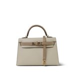 Mini Kelly Sellier II Bi-Color Horseshoe (HSS) Craie/Trench Epsom Permabrass Plated Z Stamp