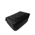 Black Lambskin Quilted Pearl Crush Mini Square Flap Light Gold Hardware - Image 12