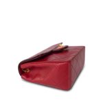 Red Lambskin Quilted Black Trim Mini Square Flap Gold Hardware - Image 9