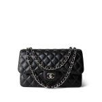 18B Black Caviar Quilted Jumbo Classic Flap SHW - Image 12