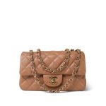 18S Dark Beige Caviar Quilted Mini Rectangular Flap LGHW - Image 12