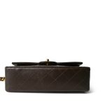 Dark Brown Lambskin Quilted Classic Flap Small Gold Hardware - Image 4