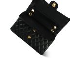 Black Caviar Quilted Medium Double Flap Gold Hardware - Image 11