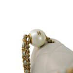White Pearly/Iridescent Mini Pearl Flap Aged Gold Hardware - Image 16