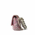 Pink Tweed Quilted Pearl Handle Flap Bag Large LGHW - Image 3