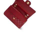 Red Lambskin Quilted Classic Flap Small Gold Hardware - Image 9