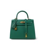 Kelly Sellier 25 Vert Vertigo Veau Epsom Gold Plated C Stamp