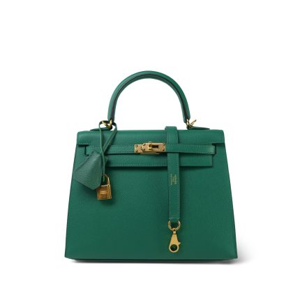 Kelly Sellier 25 Vert Vertigo Veau Epsom Gold Plated C Stamp