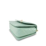 23P Light Green Shiny Calfskin Quilted Pink/Green Chain Top Handle Flap With Chain Aged Gold Hardware - Image 8