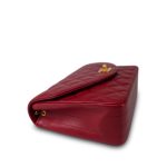 Red Lambskin Quilted Half Moon Flap Small GHW - Image 9