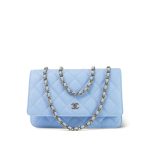 23P Sky Blue Caviar Quilted Wallet on Chain WOC Light Gold Hardware
