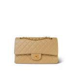 Beige Lambskin Quilted Classic Flap Medium GHW
