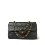 Dark Green/Khaki Lambskin Quilted Border Single Flap Gold Hardware - Image 15