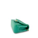 Green Lambskin Quilted Mini Top Handle Aged Gold Hardware - Image 4