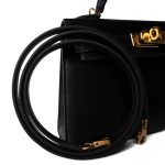 Mini Kelly 20 Sellier Black Box Calfskin Gold Plated B Stamp - Image 9